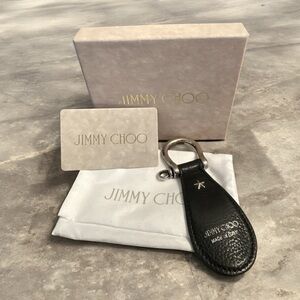 Jimmy Choo Black Leather Shoe Horn/Keychain